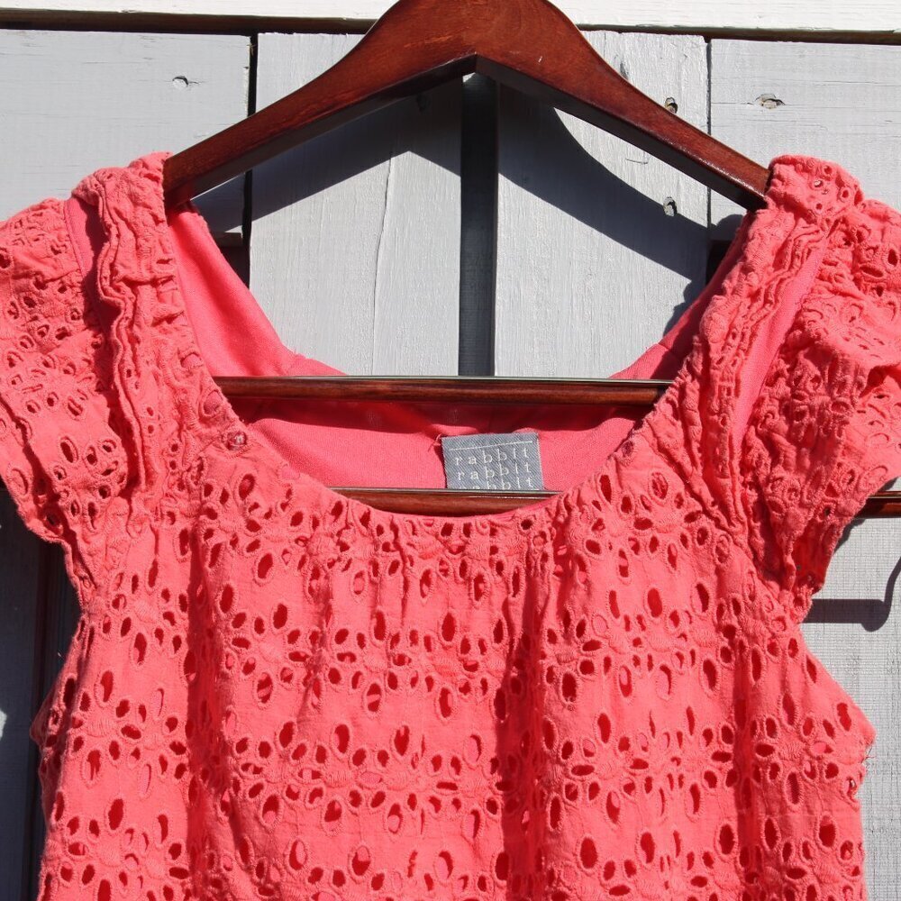 Rabbit Rabbit Rabbit Designs Coral Eyelet Dress โ Size 6 - Picture 3 of 8